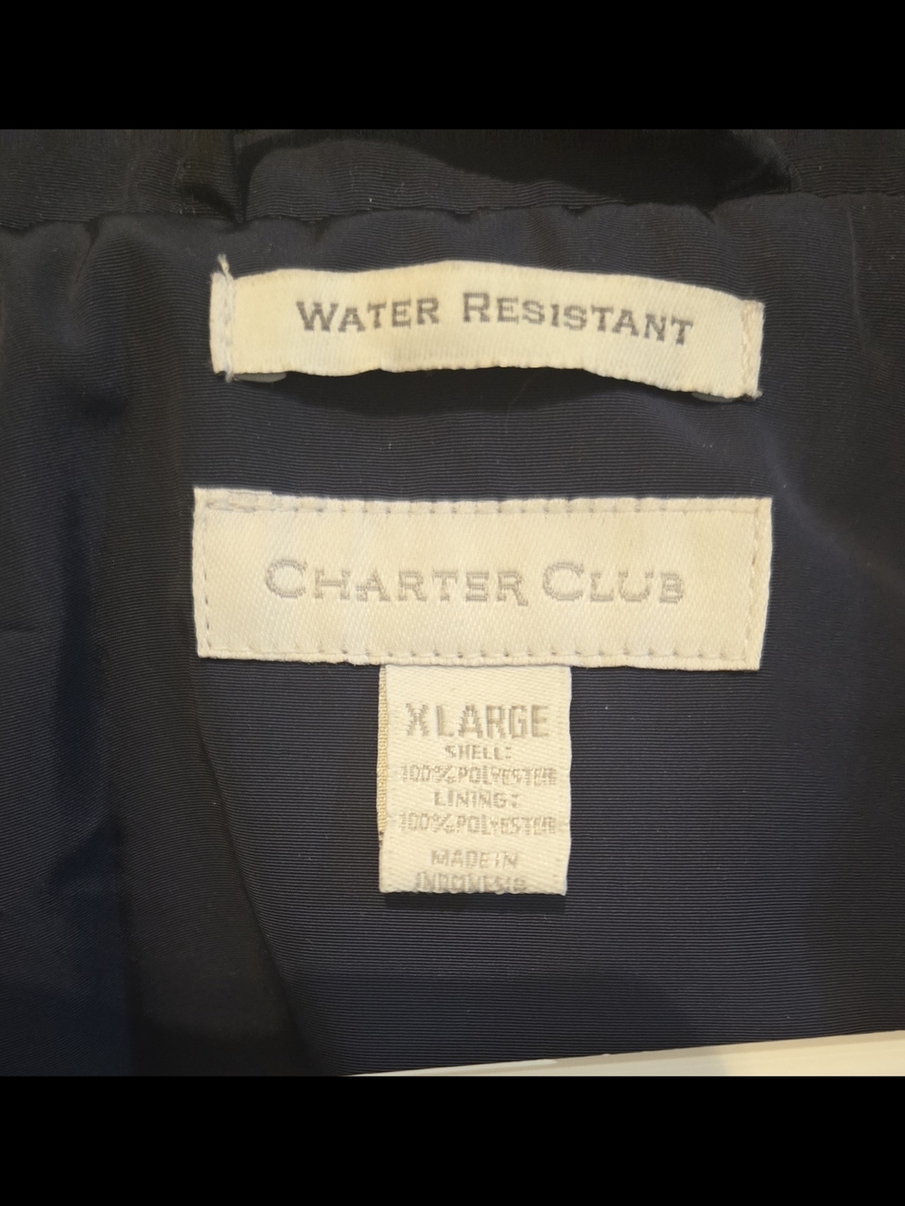 Charter Club Womens Navy Anorak Rain Jacket - XL Hi - Picture 4 of 7